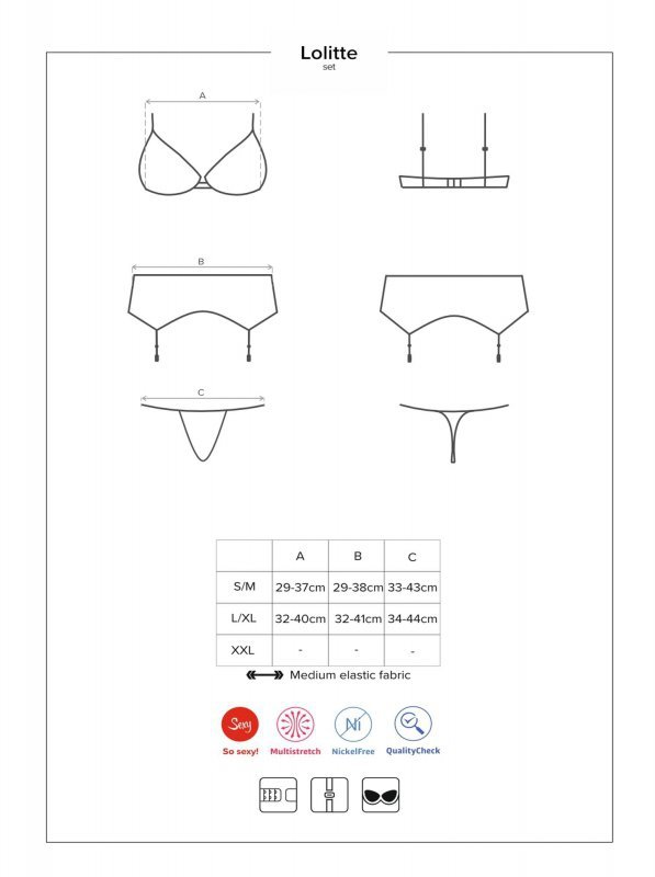 Obsessive Lolitte komplet 3-częściowy czarny  S/M