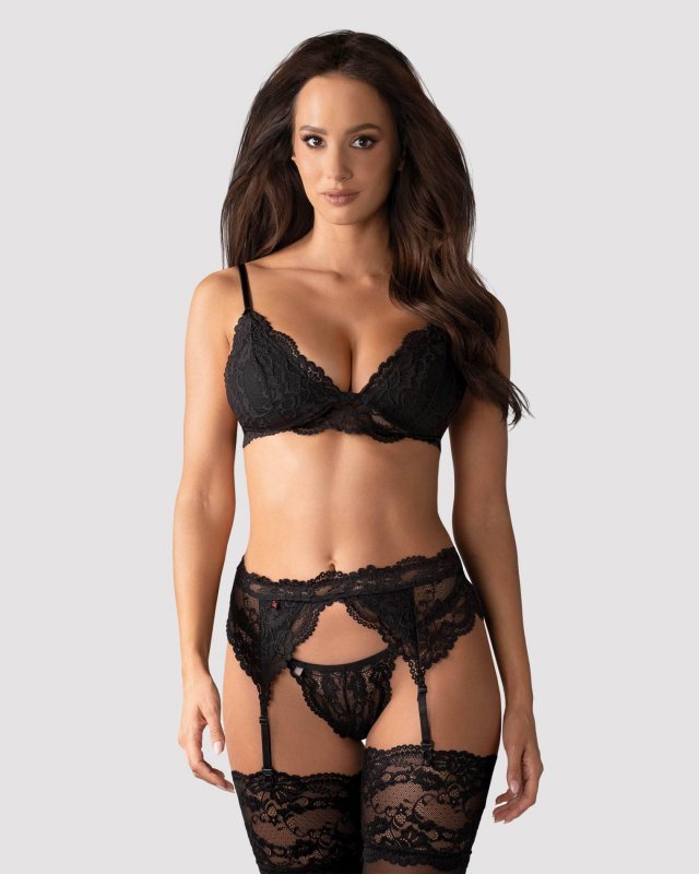 Obsessive 810-SEG-1 komplet 3-częściowy czarny  S/M