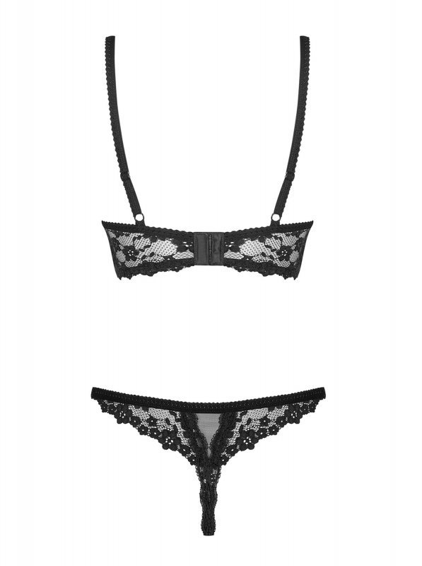 Obsessive Letica komplet 2-częściowy otwarty czarny  S/M