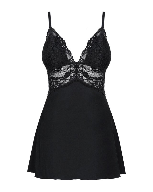 Obsessive koszulka nocna 810-BAB-1 babydoll i stringi czarna  S/M
