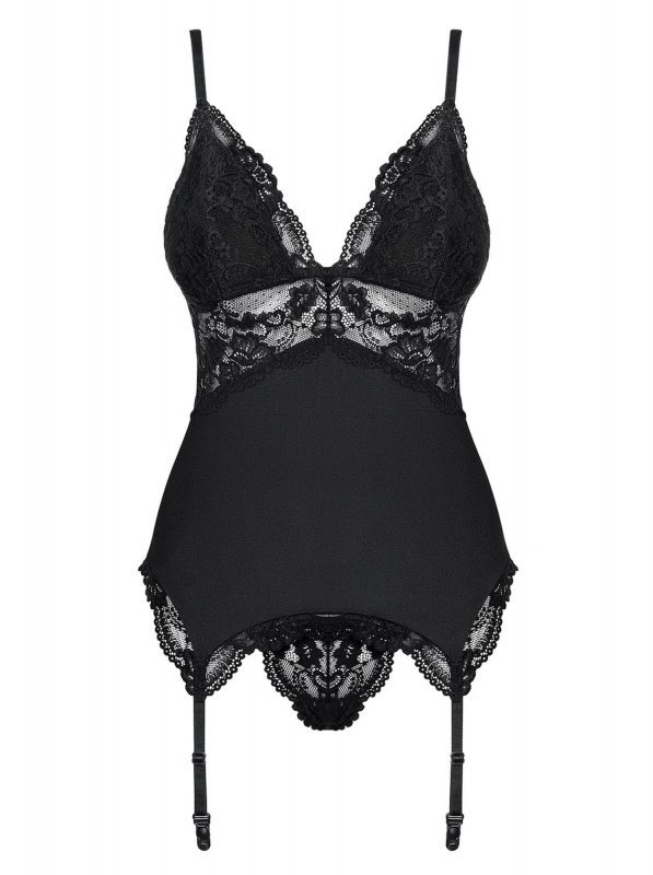 Obsessive 810-COR-1 gorset i stringi czarny L/XL