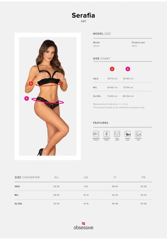 Serafia seksowny komplet 2-częściowy otwarty z dziurką XL/2XL