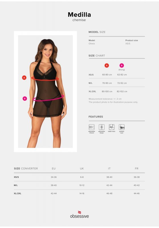 Obsessive Medilla seksowna koszulka i stringi XL/2XL