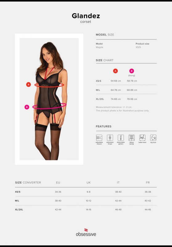 Obsessive Glandez seksowna bielizna gorset M/L