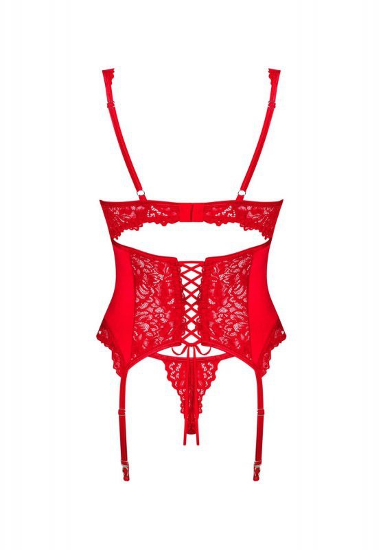 Seksowna czerwona bielizna Amor Cherris gorset i stringi  S/M