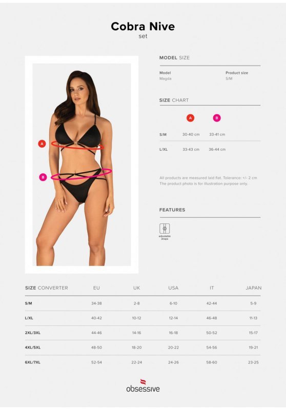 Obsessive Cobra Nive komplet 2-częściowy czarny  S/M