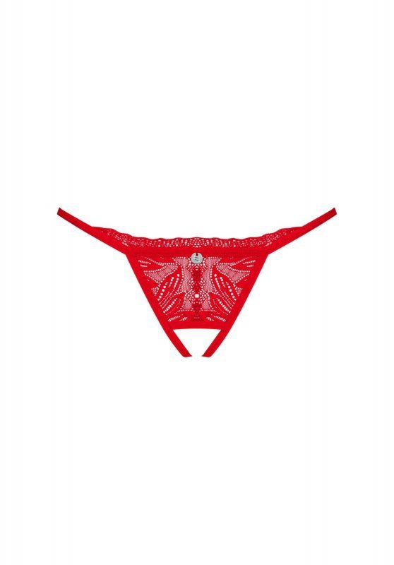 Obsessive Chilisa czerwone stringi otwarte z dziurką XL/2XL
