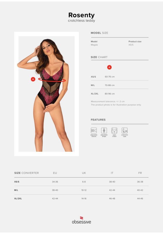 Rosenty bielizna erotyczna body otwarte XS/S