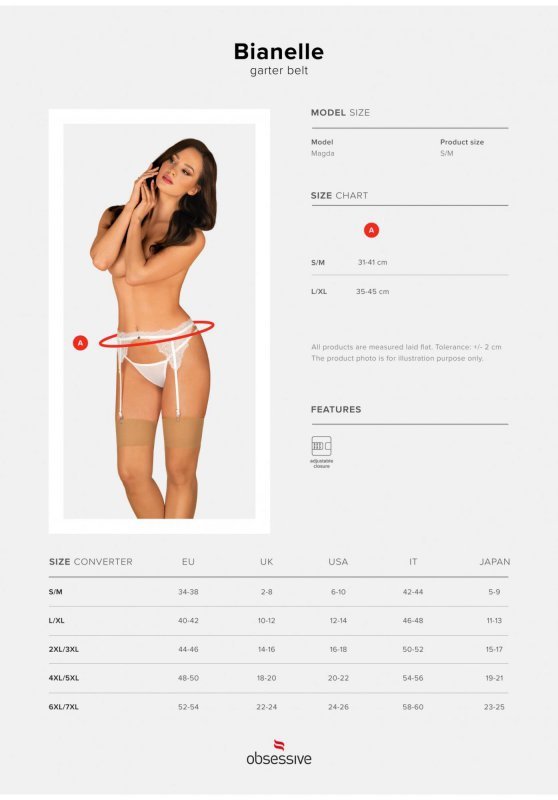 Obsessive Bianelle pas do pończoch biały  S/M