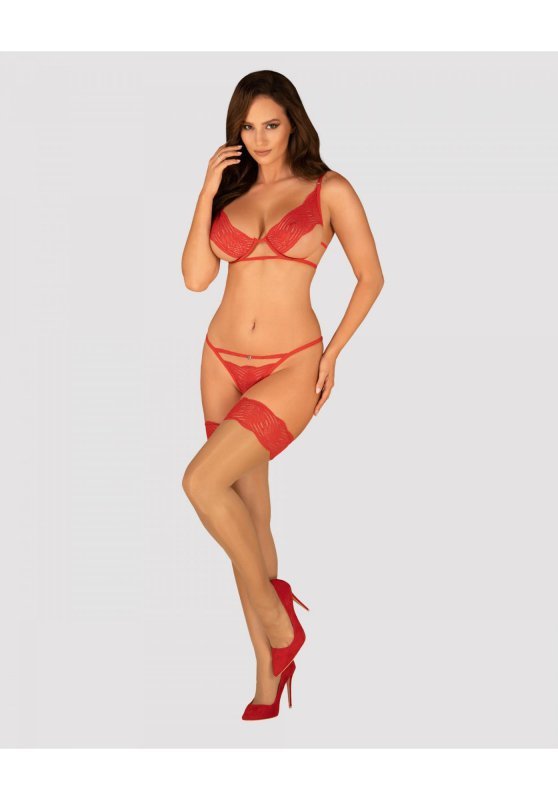 Obsessive Mellania komplet czerwony  S/M