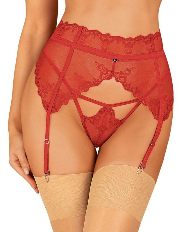 Obsessive Lonesia pas do pończoch czerwony  S/M