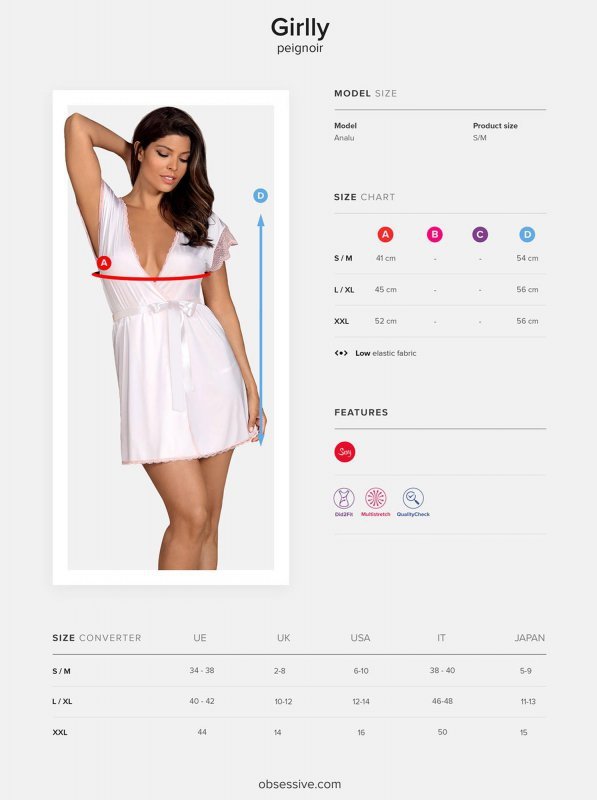 Obsessive Girlly peniuar biały L/XL