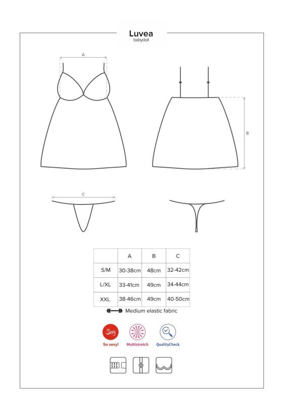Obsessive Luvae babydoll i stringi czarna    M/L