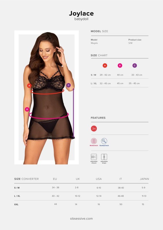 Obsessive koszulka nocna Joylace babydoll i stringi L/XL