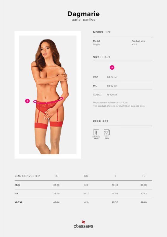 Obsessive Dagmarie figi z paskami do pończoch XL/2XL