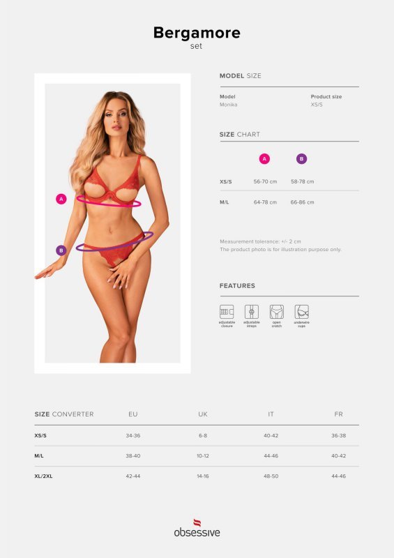 Obsessive Bergamore komplet underboob 2-częściowy  XS/S
