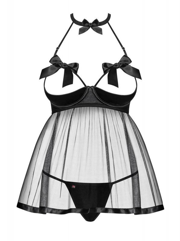 Obsessive koszulka nocna Delishya babydoll i stringi  czarny L/XL