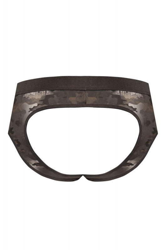 Męskie seksowne jockstrapy bokserki khaki ciemne Electro jock bikini XL