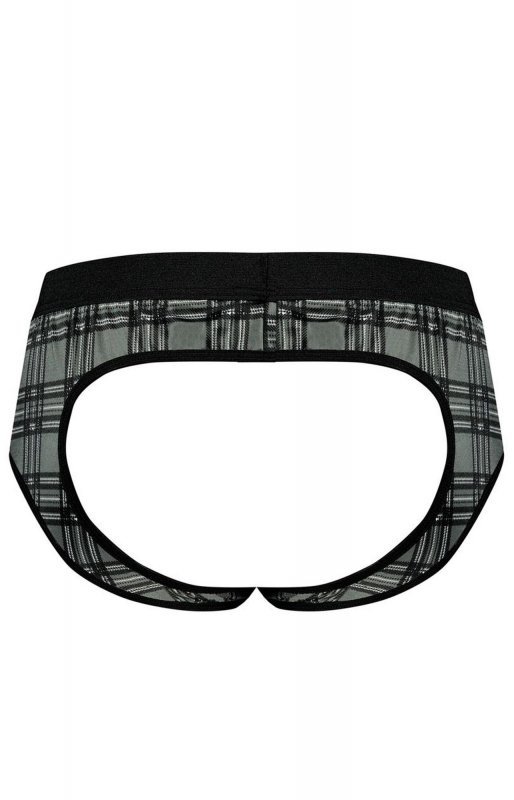 Męskie jockstrapy odkryte pośladki bokserki szara krata Balance jock strap M