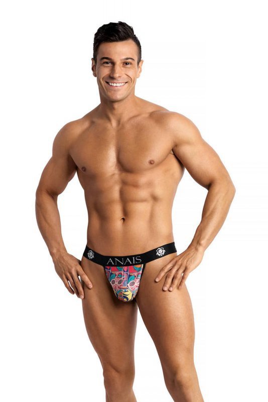 Męskie jockstrapy majtki odkryte pośladki Comics jock strap XL