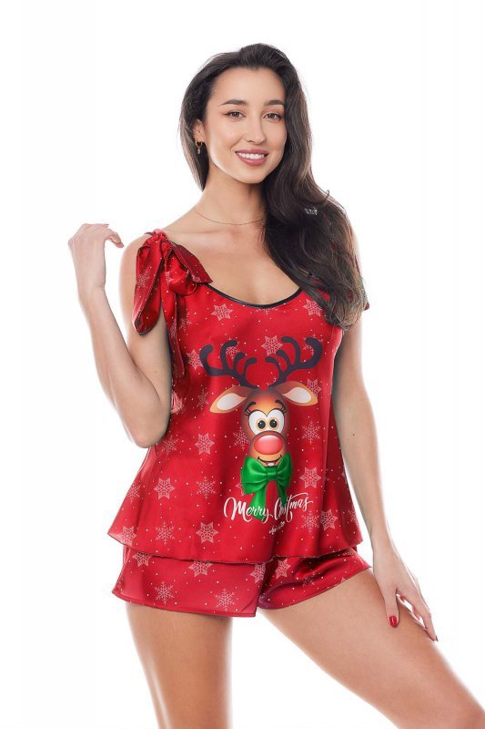 Damska piżama z reniferem Aster Set X-mas czerwona XXL/XXXL