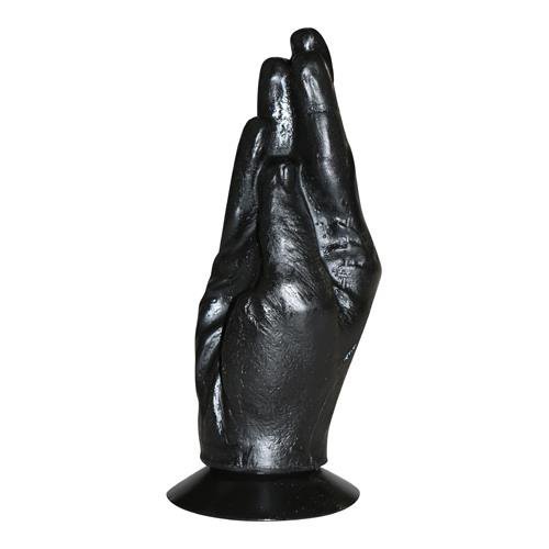 Czarne dildo do fistingu ręka na przyssawce 18 cm