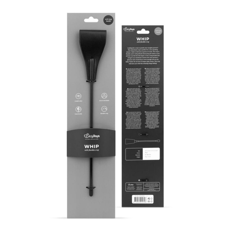 Czarny pejcz do BDSM Black Whip 42,5 cm