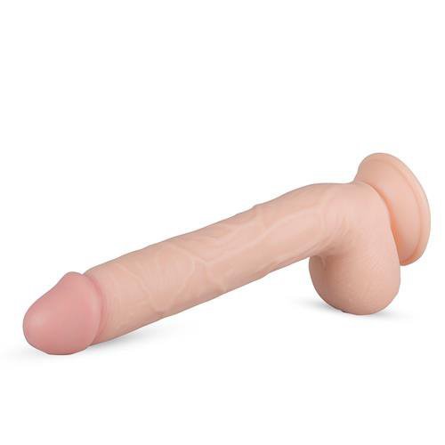 Duże żylaste dildo z jądrami na przyssawce penetrator 27,5 cm
