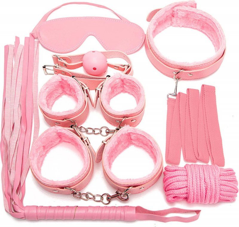 Zestaw gadżetów BDSM 7 elementów różowy Fetish Fever