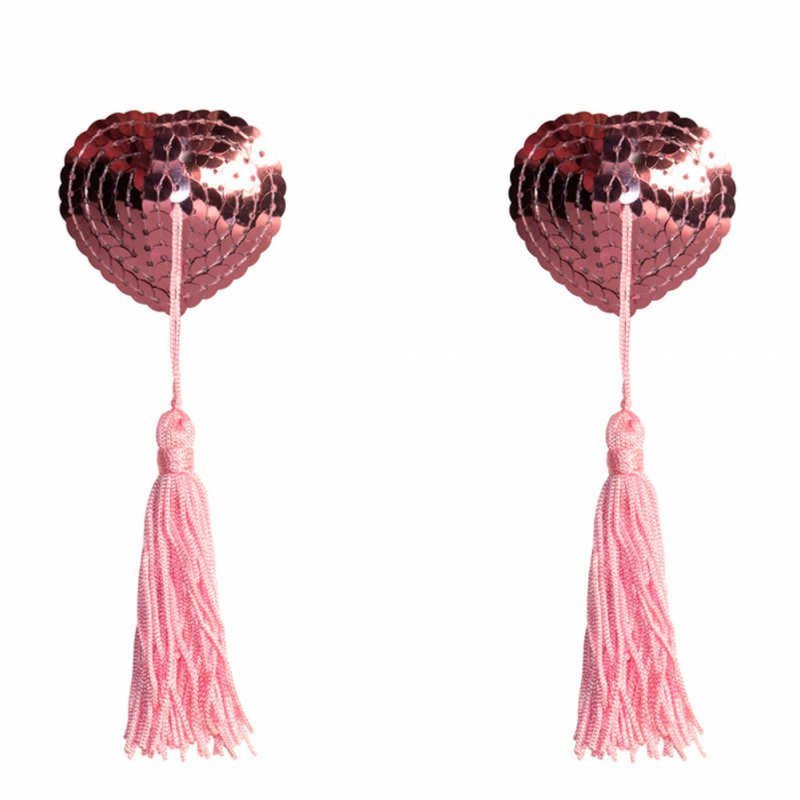 Nasutniki Burlesque gipsy pink serca z frędzlami na piersi