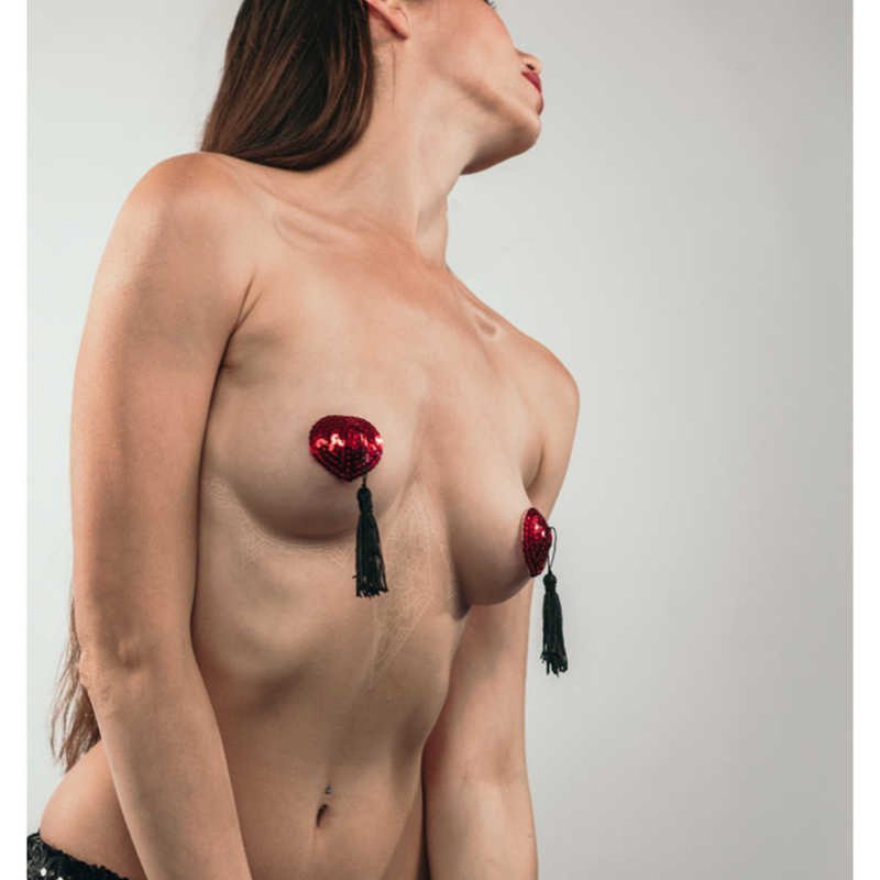 Nasutniki Burlesque gipsy red serduszka z frędzlami