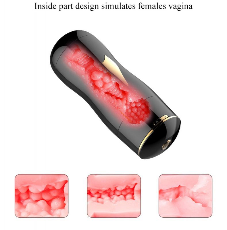 Czarny dwustronny mocny masturbator dla panów z przyssawką 
