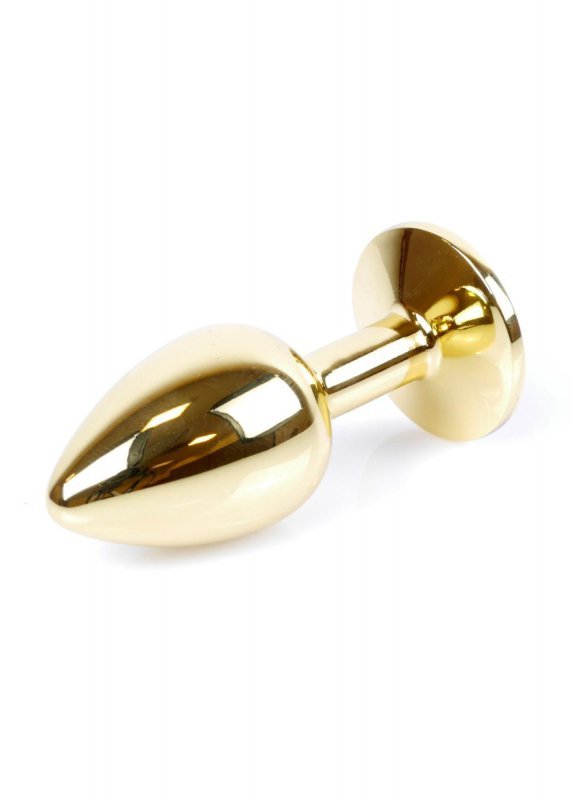 Złoty korek analny z diamentem Jewellery Gold PLUG- Green