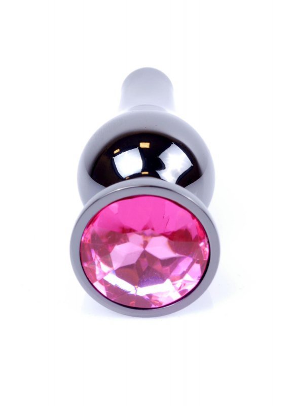 Korek analny z diamentem Jewellery Dark Silver BUTT PLUG- Pink