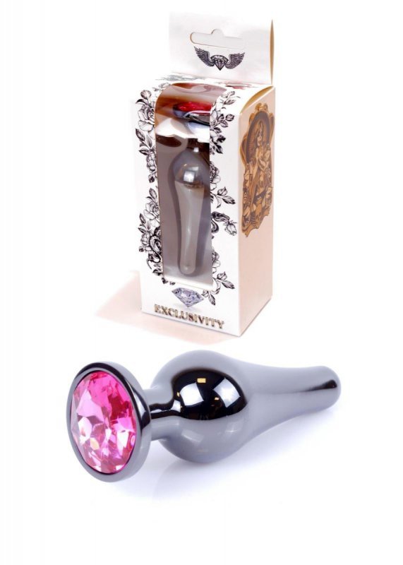 Korek analny z diamentem Jewellery Dark Silver BUTT PLUG- Pink