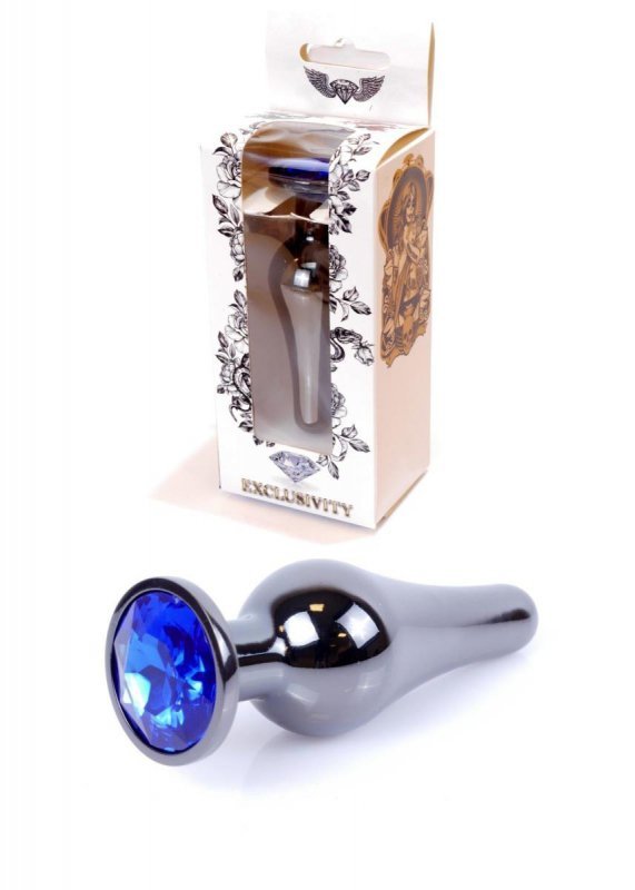 Korek analny z diamentem Jewellery Dark Silver BUTT PLUG- Dark Blue