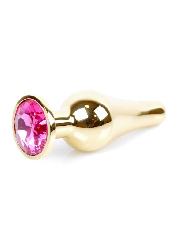 Złoty korek analny z diamentem Jewellery Gold BUTT PLUG- Pink