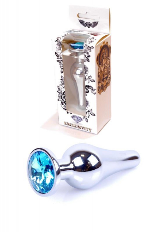 Korek analny z kryształem Jewellery Silver BUTT PLUG- Light Blue