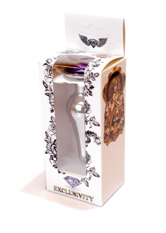 Korek analny z kryształem Jewellery Silver BUTT PLUG- Purple