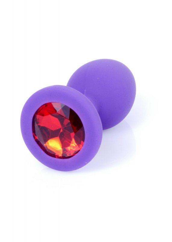 Korek analny z diamentem silikon Jewellery Purple Small- Red Diamond
