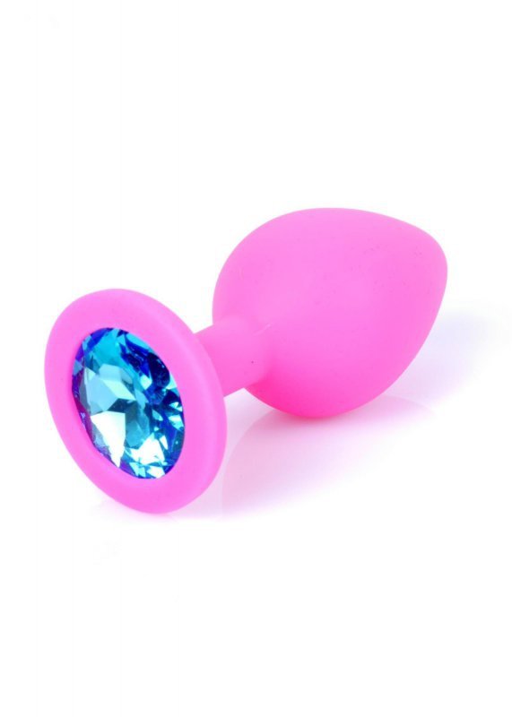 Silikonowy korek analny diament Jewellery Pink Medium- Light Blue Diamond