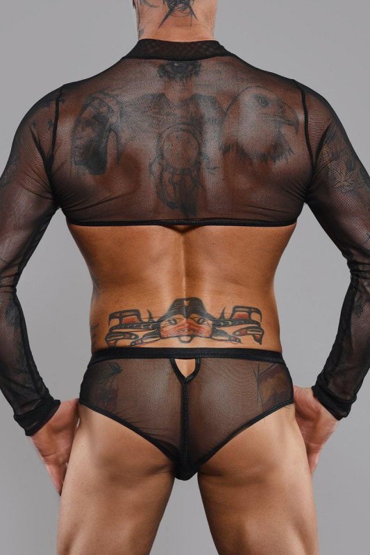 Męski krótki top chippendales z długimi rękawami - XXL