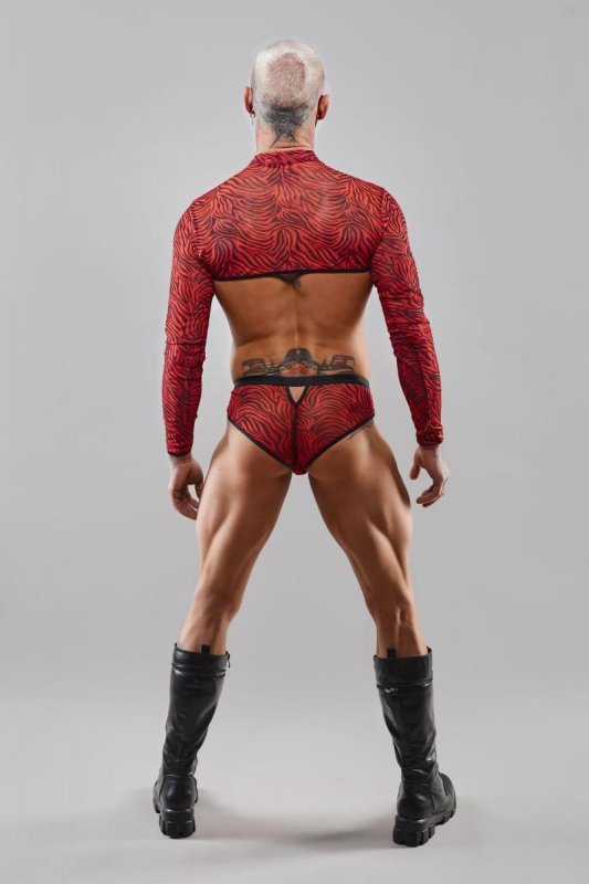 Męski krótki top chippendales z długimi rękawami - L