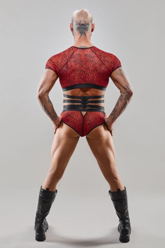 Męski krótki top chippendales z krótkimi rękawami - M