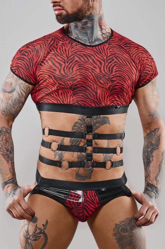 Męski krótki top chippendales z krótkimi rękawami - S