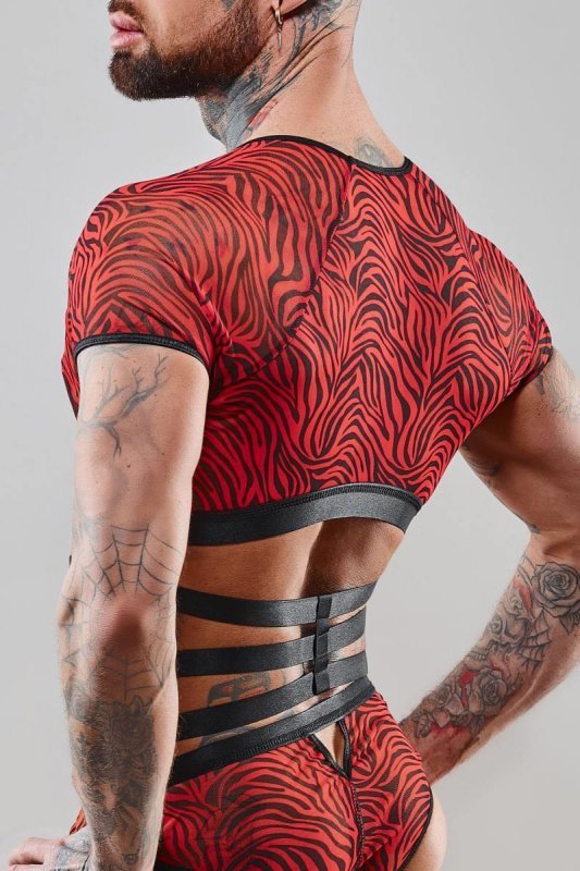 Męski krótki top chippendales z krótkimi rękawami - XL