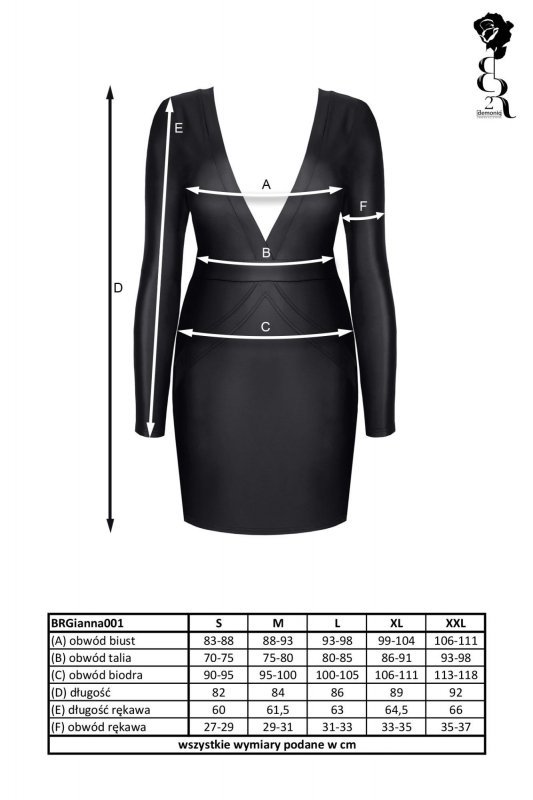 Bielizna - Brgianna001 sukienka czarna rozmiar M