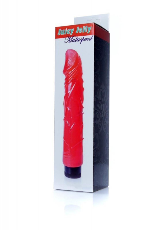 Mocny wibrator żelowy jak prawdziwy penis czerwony 22 cm
