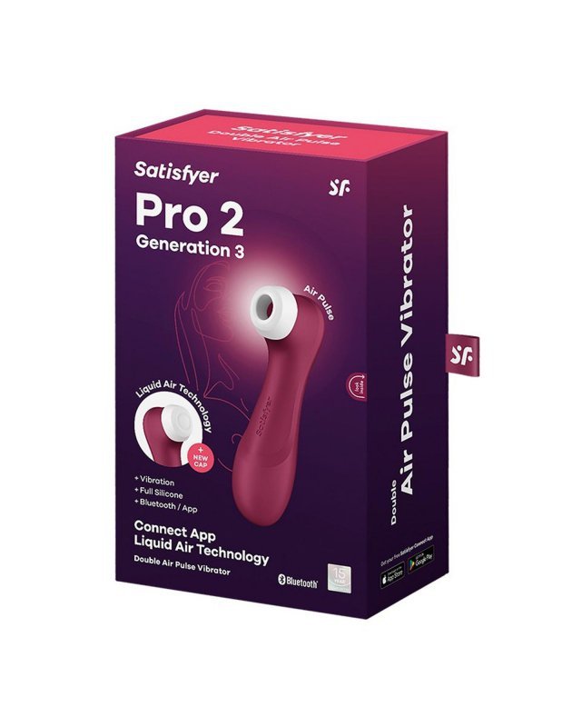 Pro 2 generation 3with liquid air technology, vibration and bluetooth/app wine red
