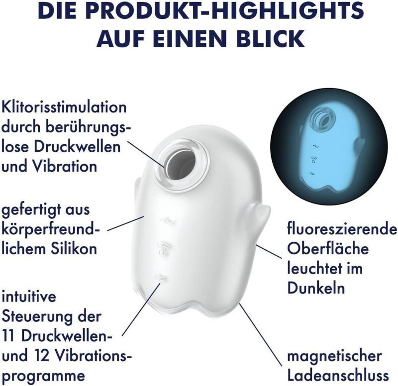 Masażer powietrzny Duszek Satisfyer Glowing Ghost White